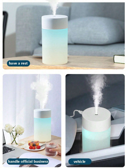 Mini Ultrasonic USB Air Humidifier with LED Lamp & Essential Oil Diffuser - 260ml