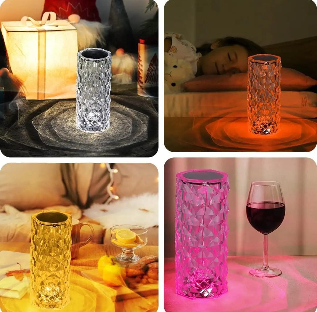 16 Colors Diamond Rose Crystal Lamp Bedside Acrylic Table Lamp | Led Touch Lamp