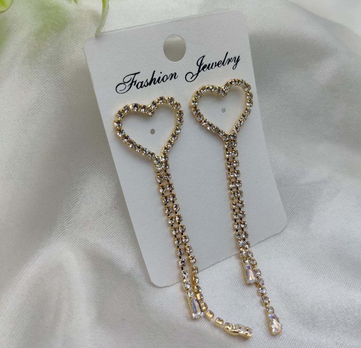 Sparkling Heart Crystal Dangle Earrings