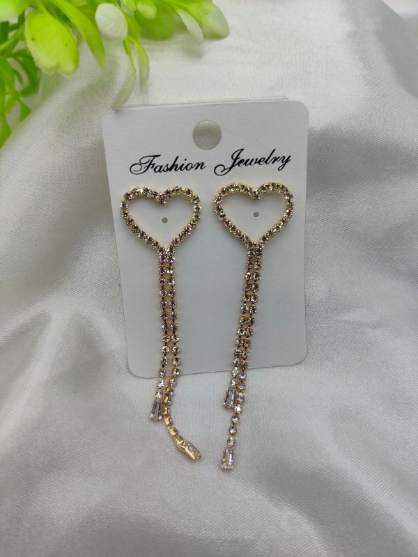 Sparkling Heart Crystal Dangle Earrings