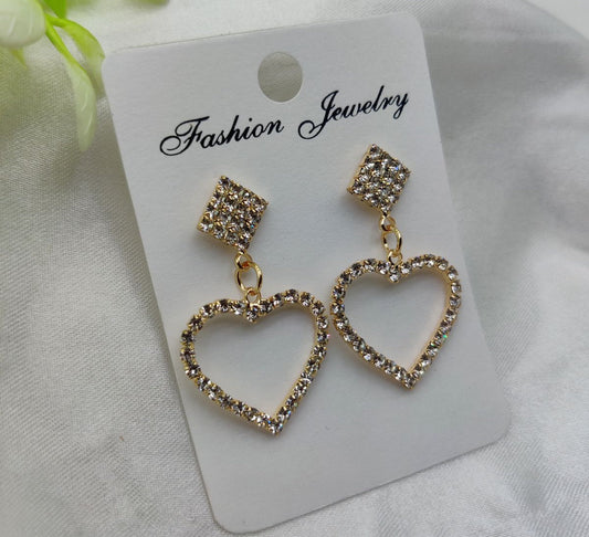 Radiant Crystal Heart Drop Earrings