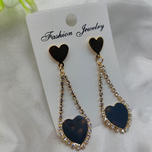 Glimmering Heart Pendant Earrings