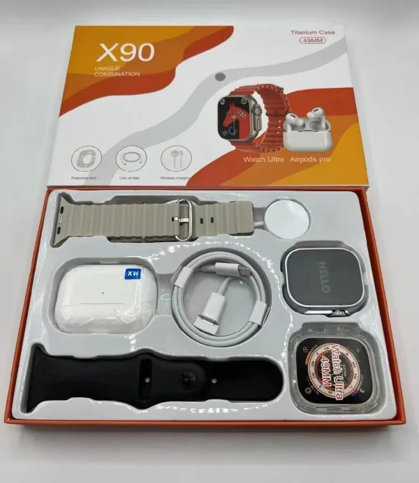 X90 Ultra 49mm Smart Watch With Earbuds Earphone Fashion Band Smartwatch