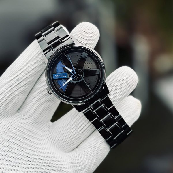 Velocity Black Car Sport Rim Wristwatch